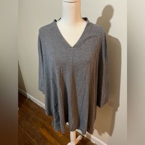 Plus-size gray poncho with rhinestones